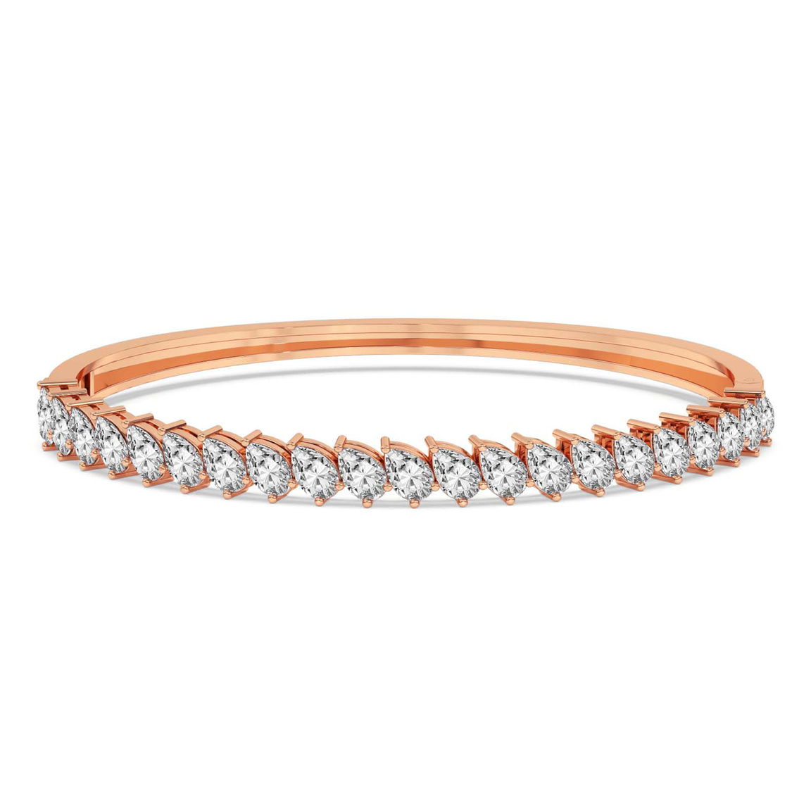 14kt Rose Gold Pear Cascade Lab Diamond Openable Bangle Bracelet (1 Ct. Tw.) front image
