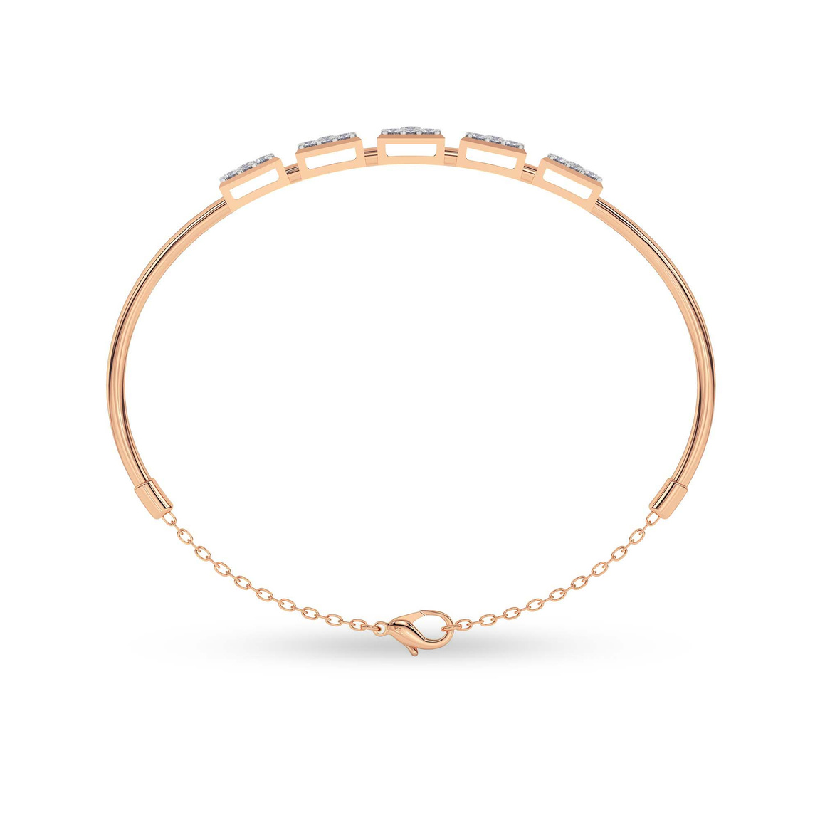 14kt Rose Gold Nova Square Lab Diamond openable bracelet (4 Ct. Tw.) left