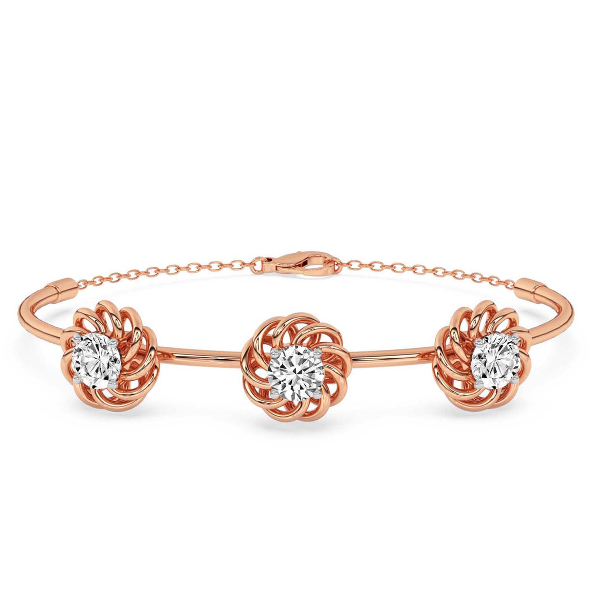 14kt Rose Gold Spiral Eleve Round Lab Diamond openable bracelet (1 Ct. Tw.) front image
