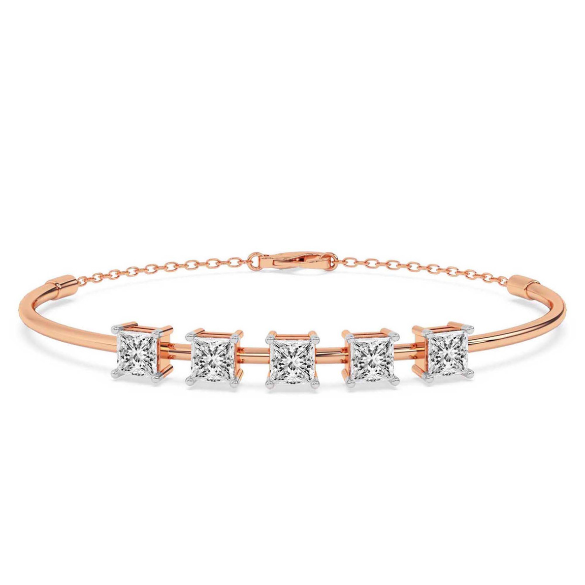 14kt Rose Gold Linea Princess Lab Diamond openable bracelet (1 Ct. Tw.) front image