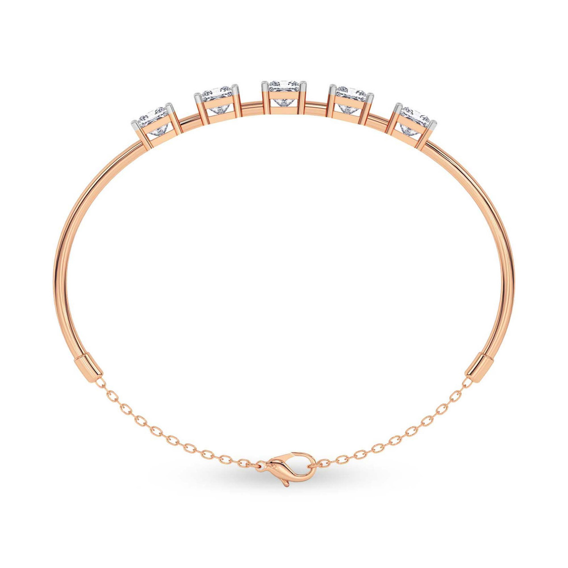 14kt Rose Gold Linea Princess Lab Diamond openable bracelet (1 Ct. Tw.) left