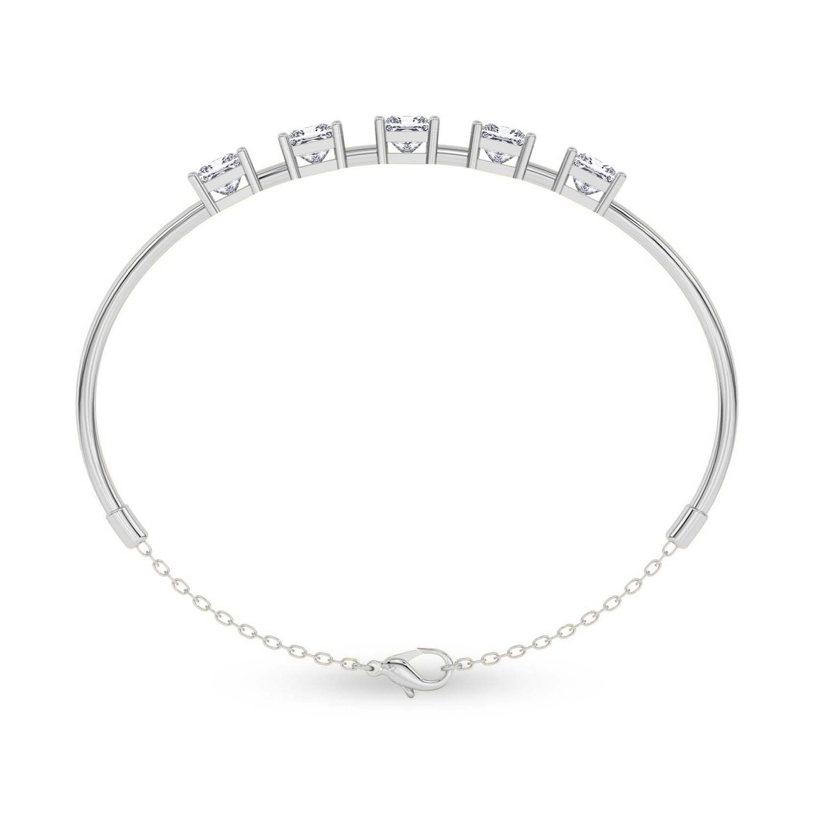 14kt White Gold Linea Princess Lab Diamond openable bracelet (1 Ct. Tw.) left