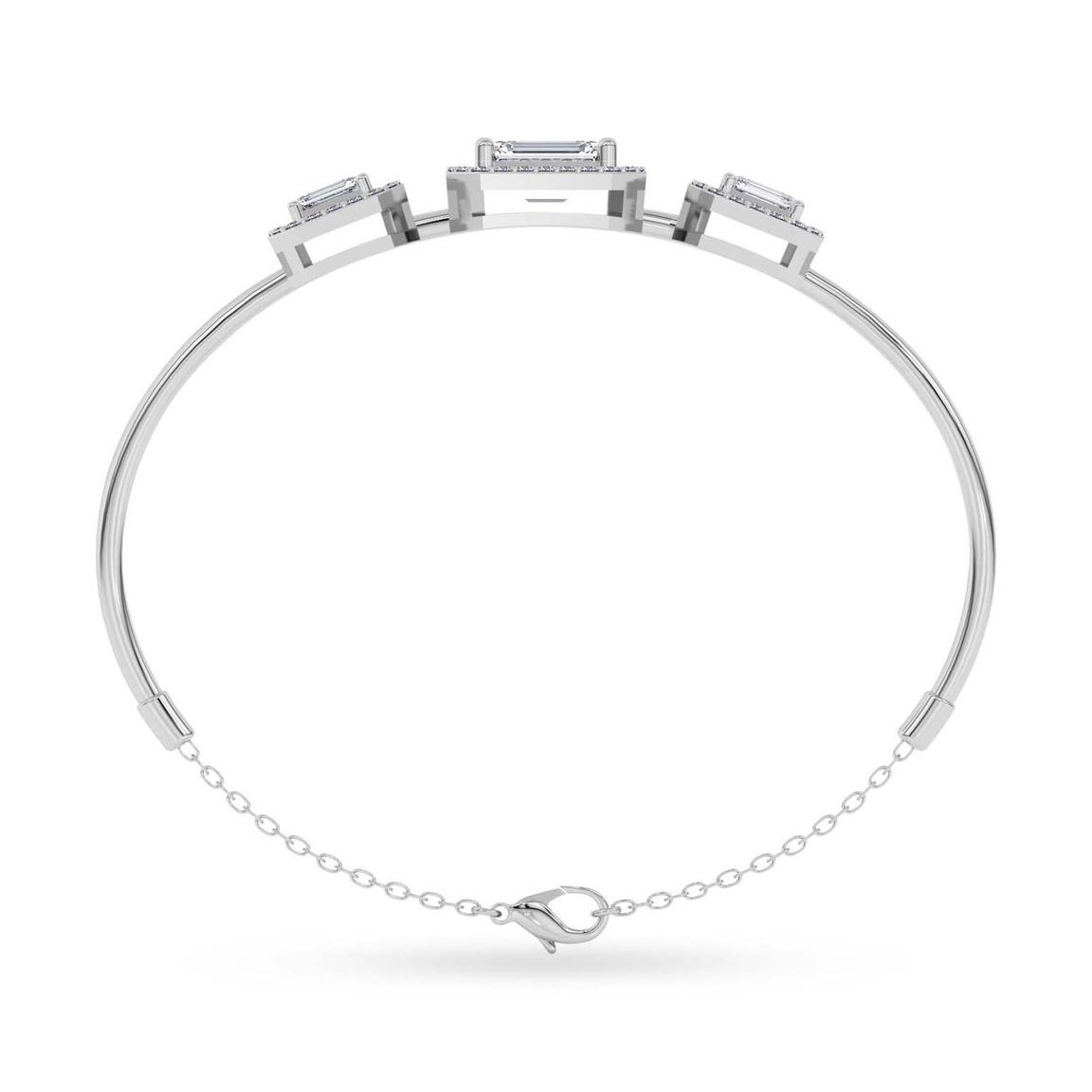 14kt White Gold Verde Halo Emerald Lab Diamond openable bracelet (1 Ct. Tw.) left