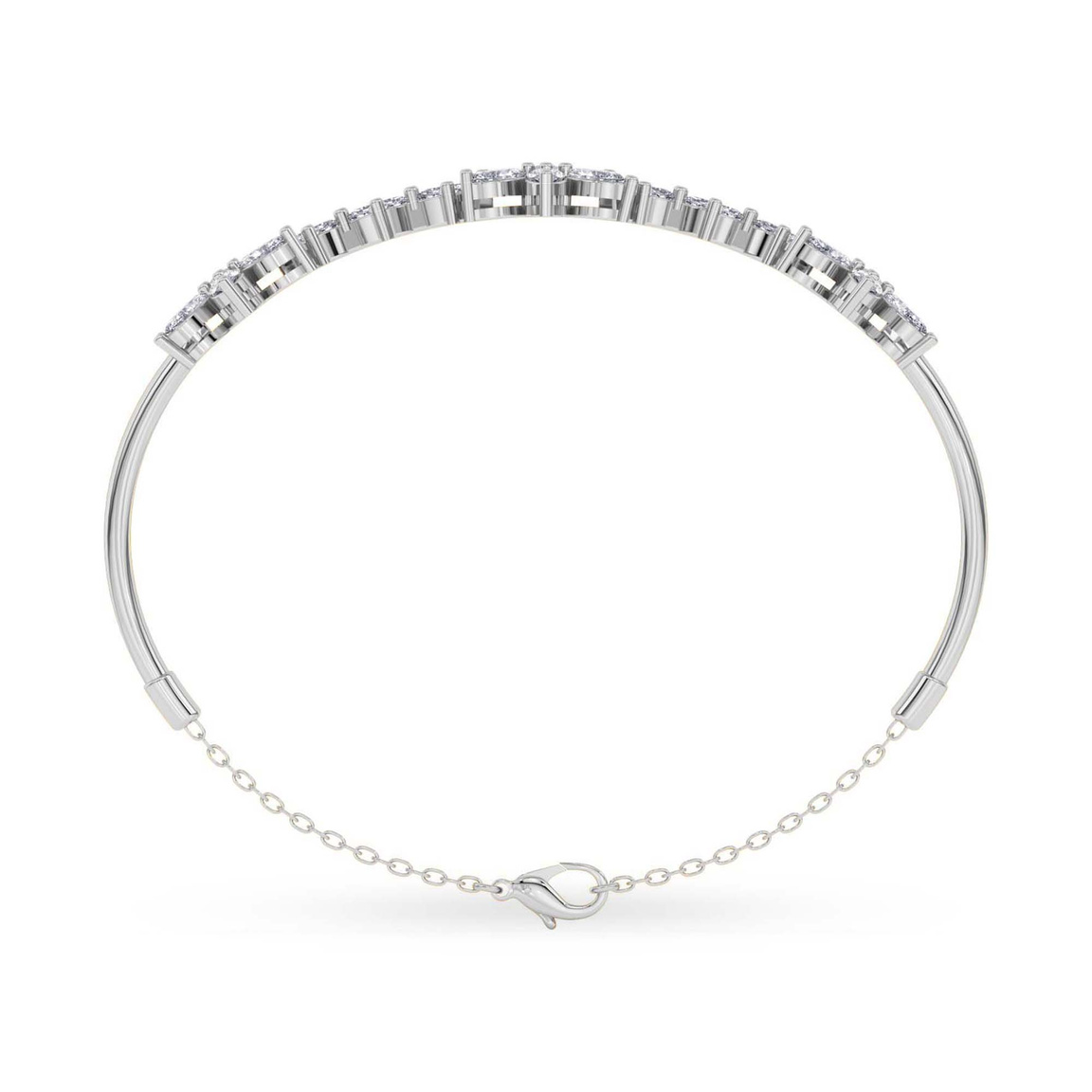 14kt White Gold Flora Marquise Lab Diamond openable bracelet (1 Ct. Tw.) left