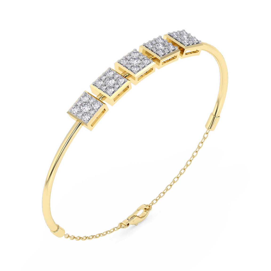 14kt Yellow Gold Nova Square Lab Diamond openable bracelet (2 Ct. Tw.) right