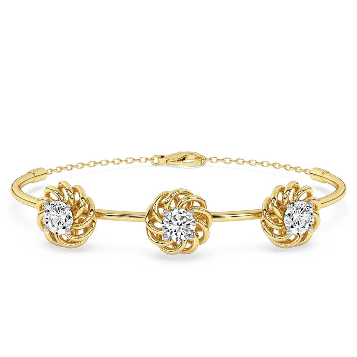 14kt Yellow Gold Spiral Eleve Round Lab Diamond openable bracelet (1 Ct. Tw.) front image