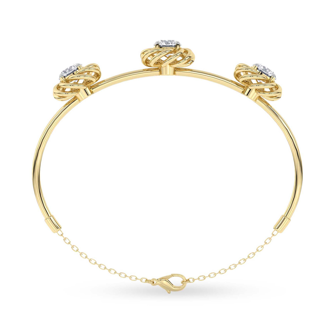 14kt Yellow Gold Spiral Eleve Round Lab Diamond openable bracelet (1 Ct. Tw.) left