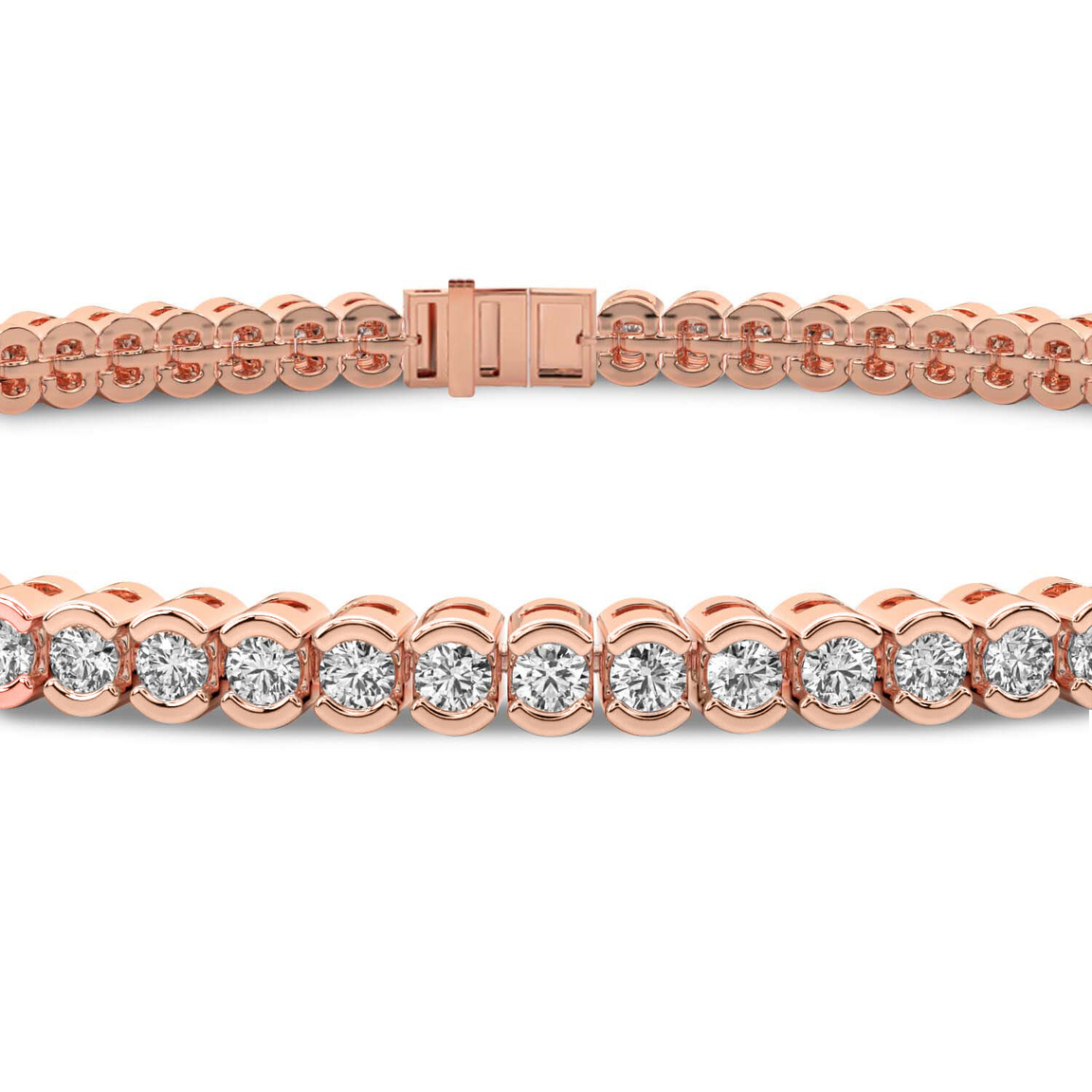 9ct Rose Gold Nemy Half Bezel Round Lab Diamond Tennis Bracelet (4 Ct. Tw.) right