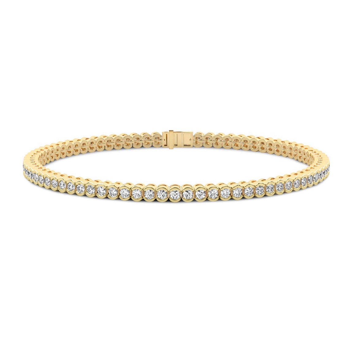14kt Yellow Gold Nemy Half Bezel Round Lab Diamond Tennis Bracelet (3 Ct. Tw.) front image