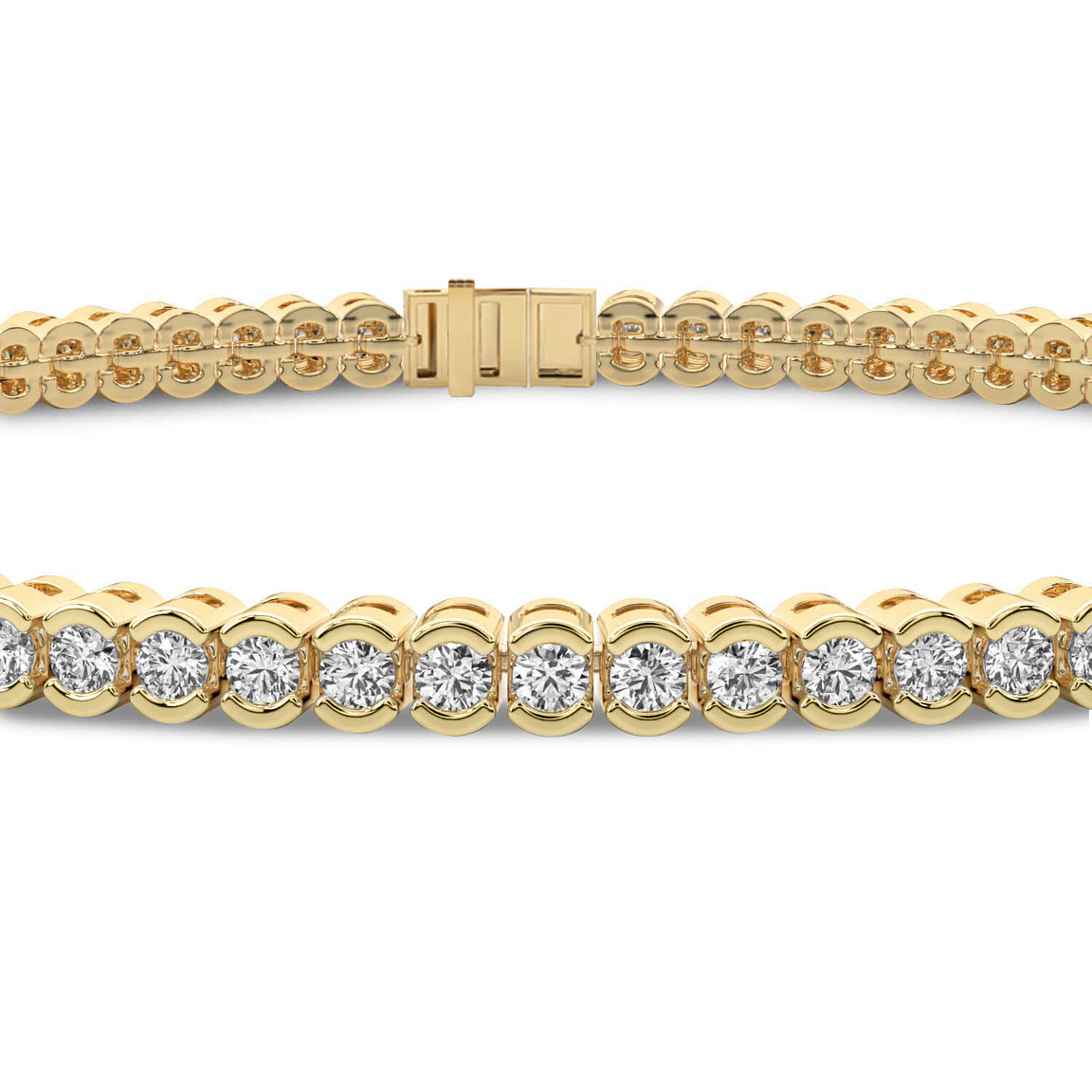 14kt Yellow Gold Nemy Half Bezel Round Lab Diamond Tennis Bracelet (3 Ct. Tw.) right
