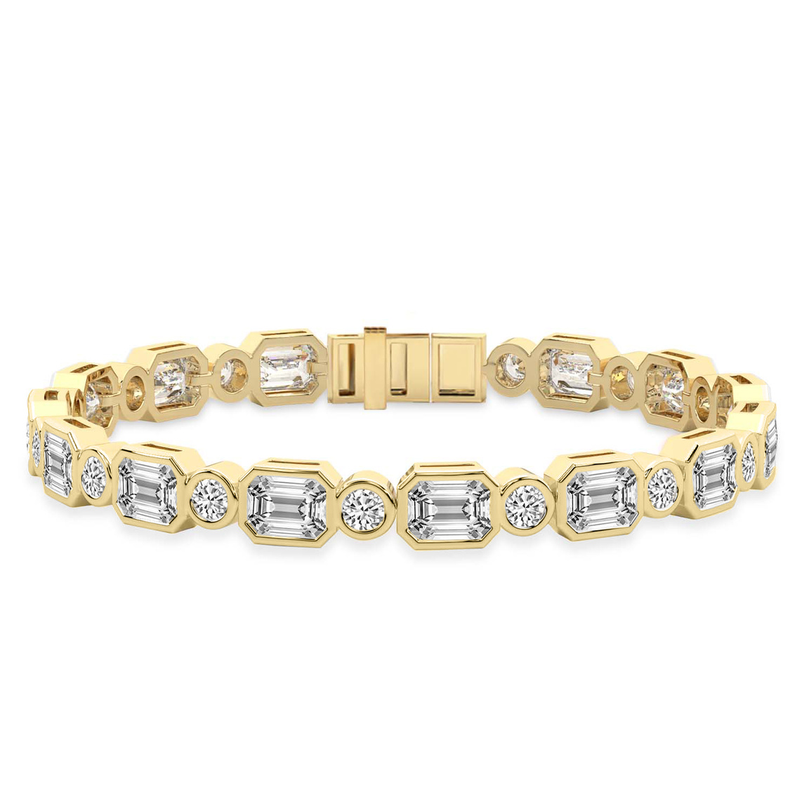 10kt Yellow Gold Amalthea Emerald and Round Lab Diamond Tennis Bracelet (3 Ct. Tw.) front image