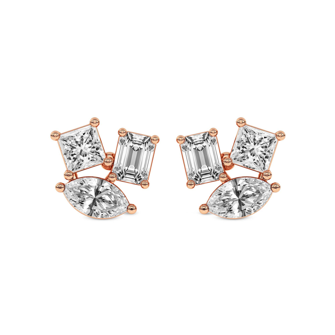 14kt Rose Gold Trillium Fashion Lab Diamond Stud Earrings (5 Ct. Tw.) front image