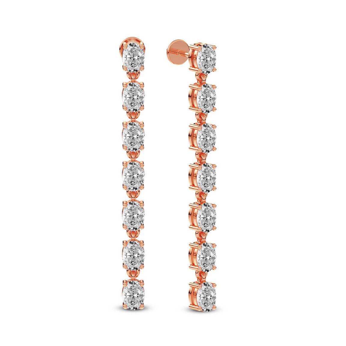9ct Rose Gold Digitalis Fashion Flower Lab Diamond Dangle Earring (6 Ct. Tw.) side right image one