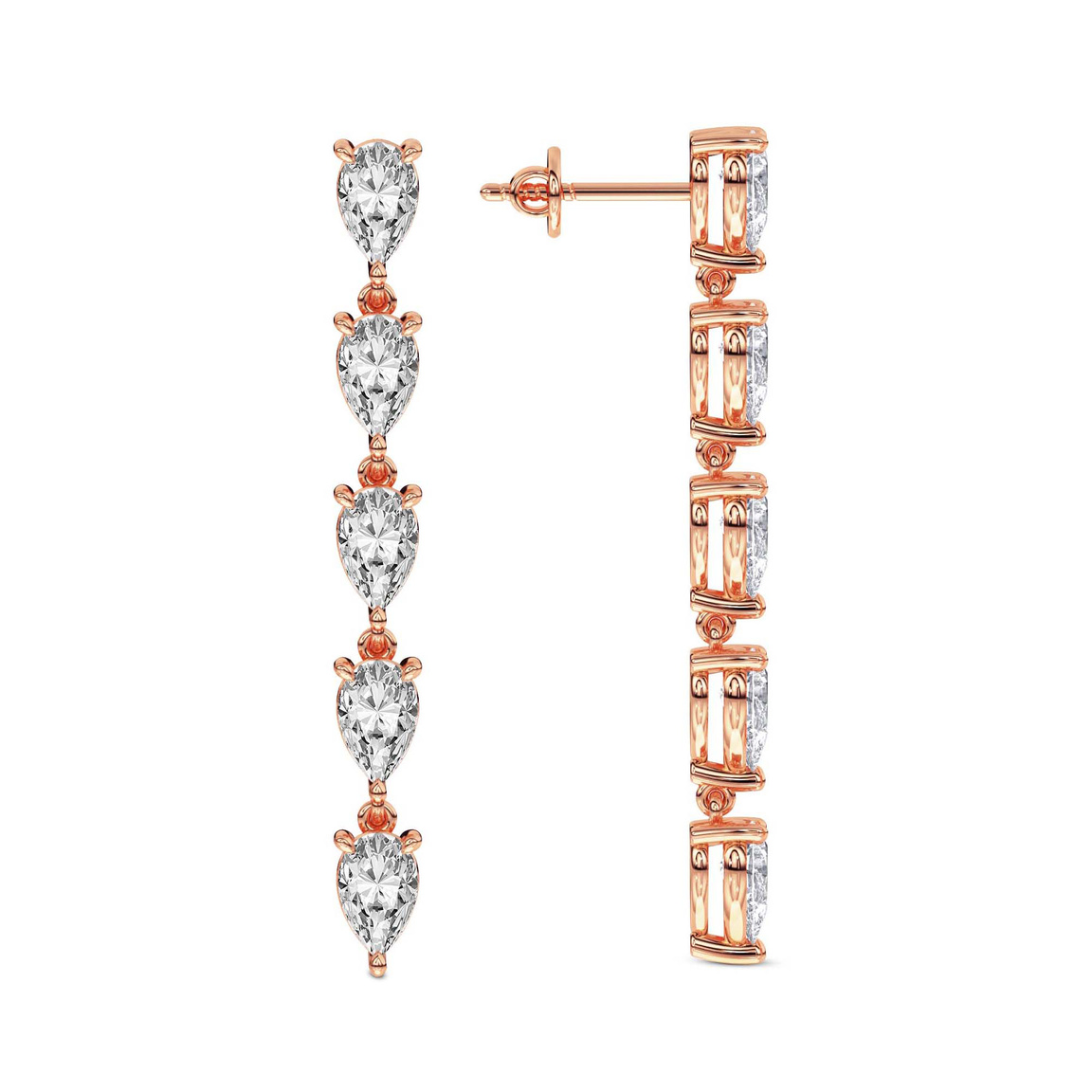 9ct Rose Gold Salvia Flower Fashion Lab Diamond Dangle Earrings (1 Ct. Tw.) right