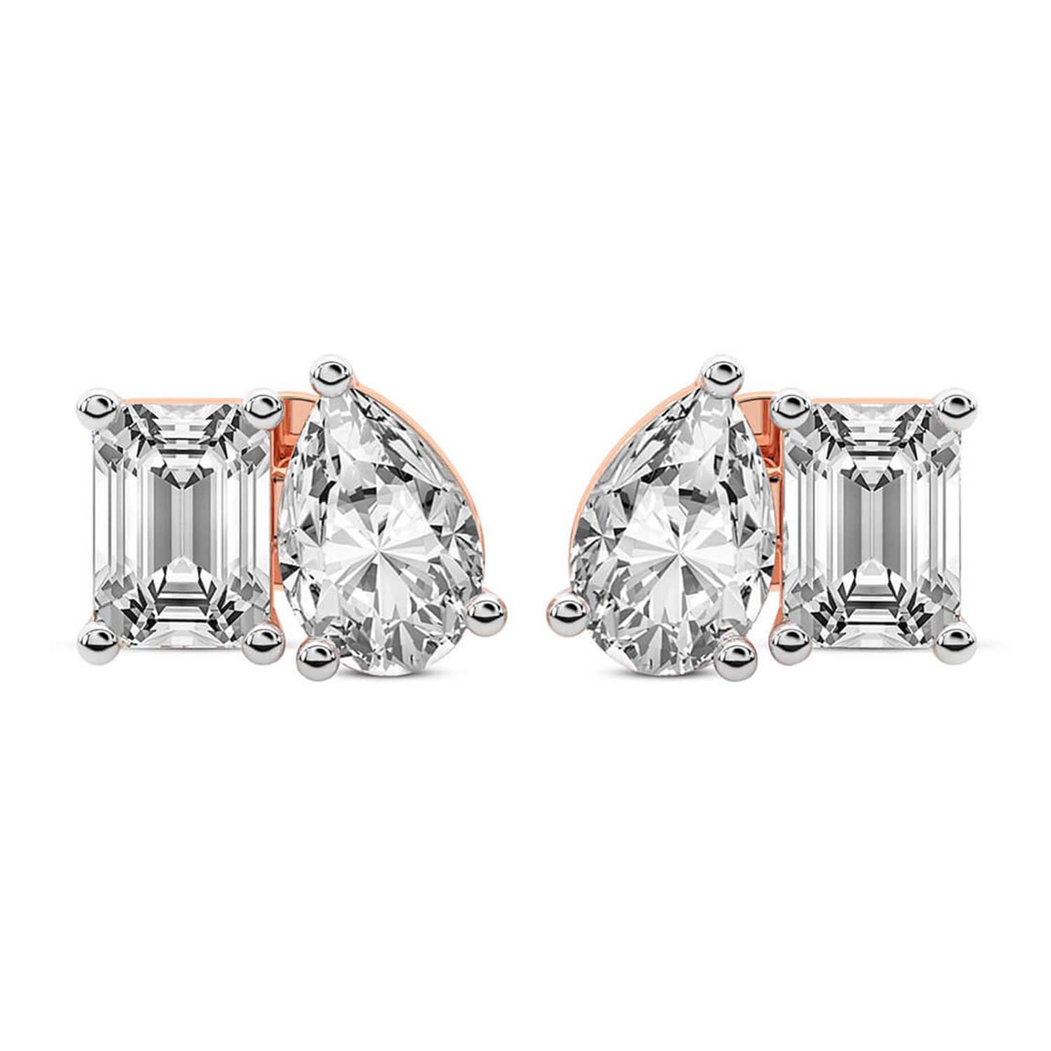 9ct Rose Gold Double Delight Lab Diamond Stud Earrings (1 Ct. Tw.) front image