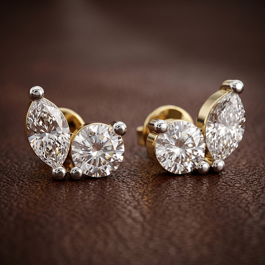 9ct Rose Gold Twin Gleam Lab Diamond Stud Earrings (10 Ct. Tw.) color product image one