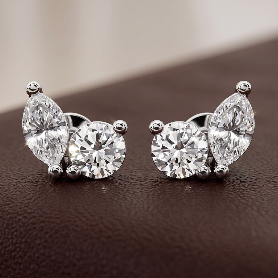 9ct Rose Gold Twin Gleam Lab Diamond Stud Earrings (10 Ct. Tw.) color product image two