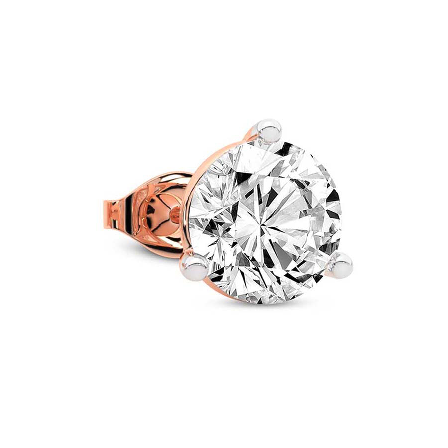 10kt Rose Gold Three Prong Round Lab Diamond Single Stud Earring (1 Ct. Tw.) standing product image one