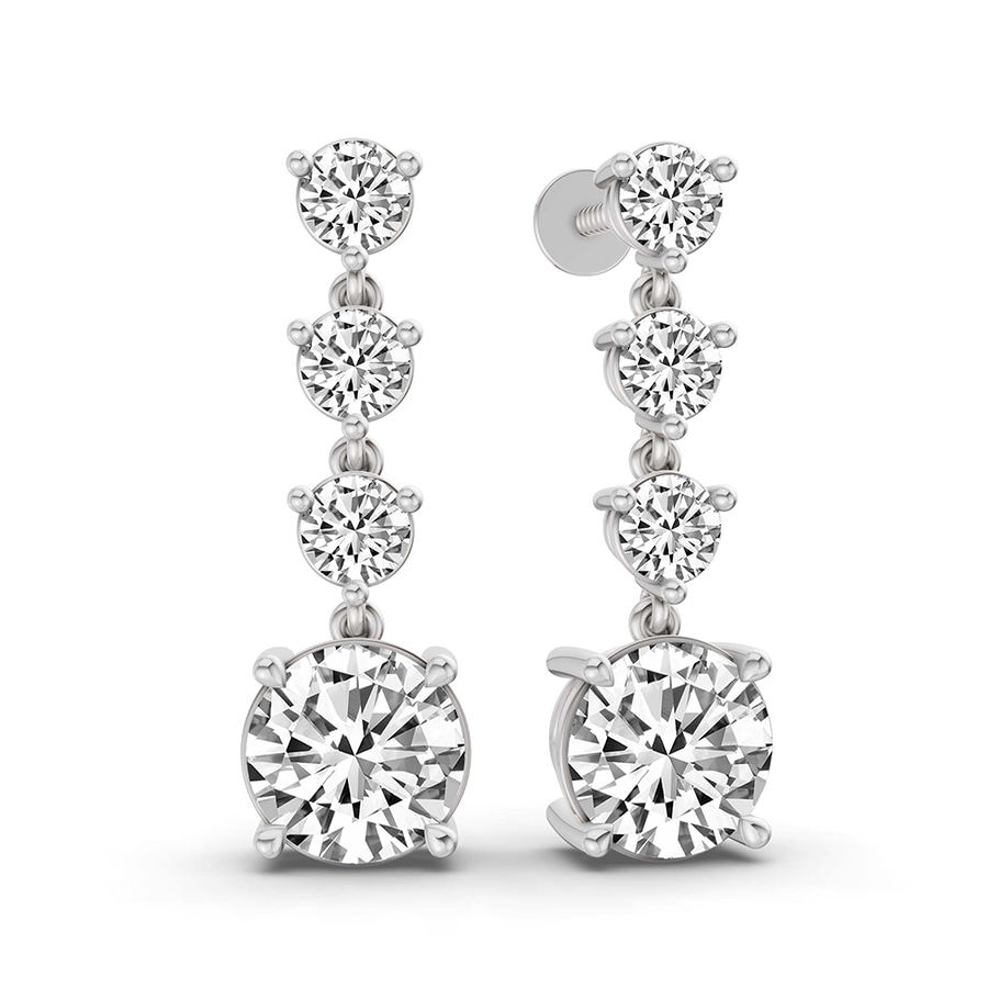Platinum Round Fashion Lab Diamond Dangle Earrings (1 Ct. Tw.) left
