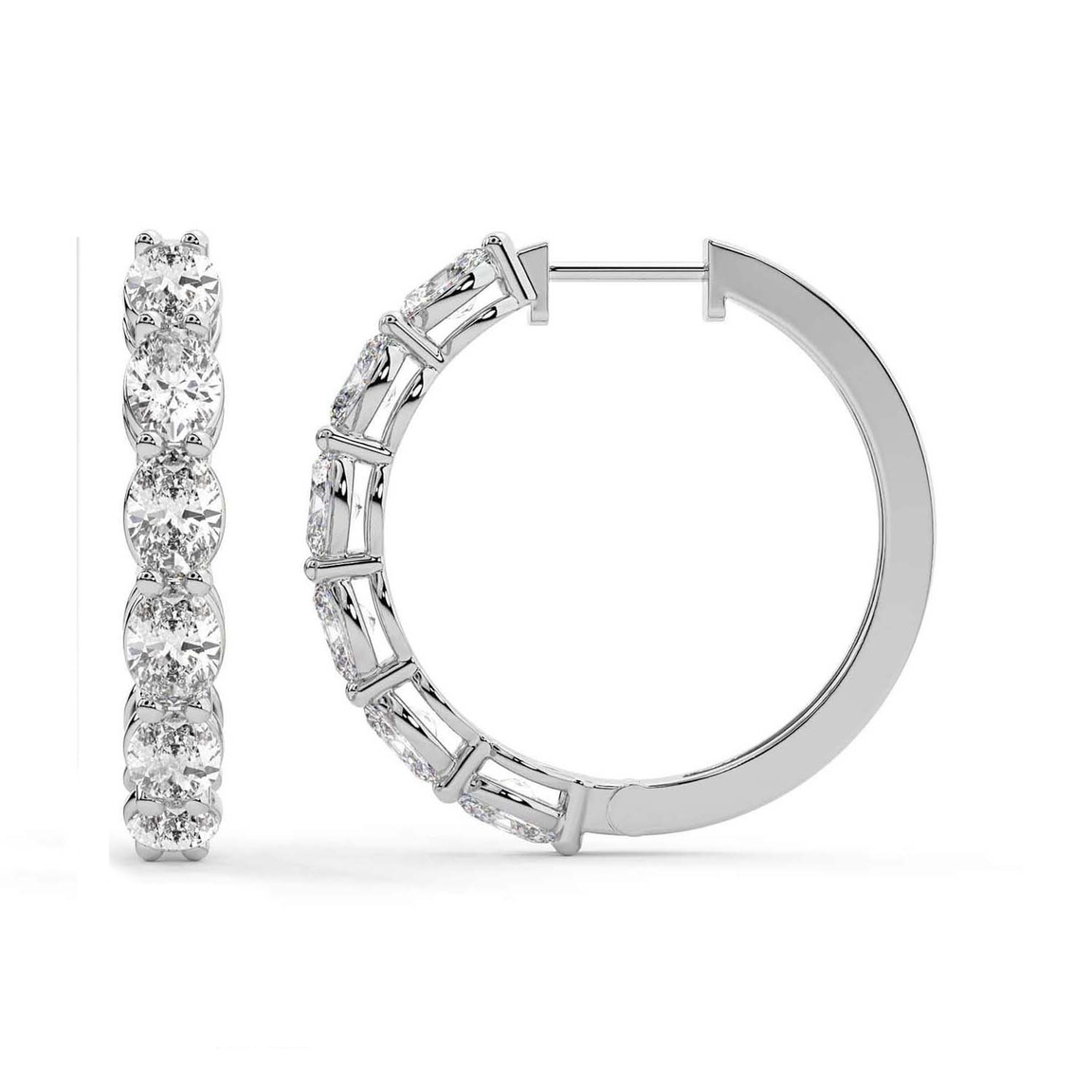 10kt White Gold Saylor Oval Lab Diamond Hoop Earrings (1 Ct. Tw.) left