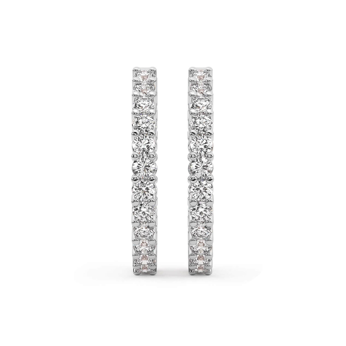 10kt White Gold Meara Round Lab Diamond Hoop Earrings (1 Ct. Tw.) standing product image one