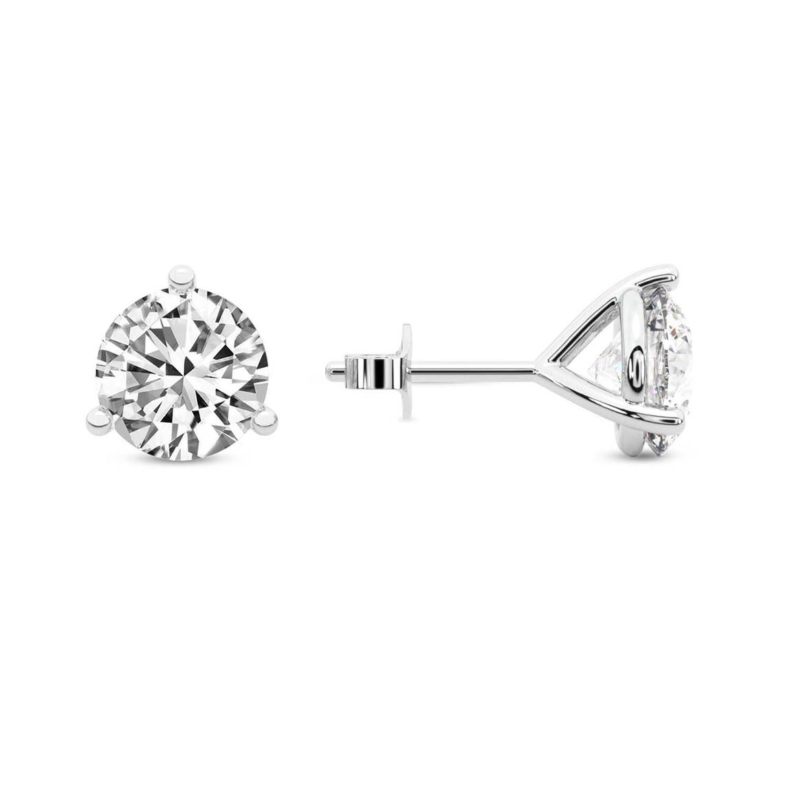 Platinum Three Prong Martini Round Lab Diamond Stud Earrings (5 Ct. Tw.) side right image one
