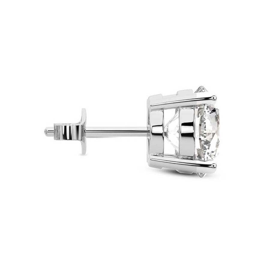 10kt White Gold Four Prong Round Lab Diamond Single Stud Earring (1 Ct. Tw.) side right image one