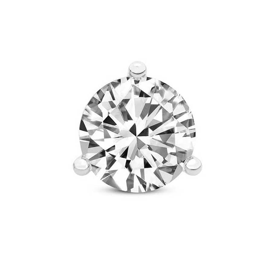 10kt White Gold Three Prong Round Lab Diamond Single Stud Earring (1 Ct. Tw.) front image