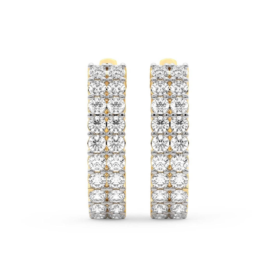 10kt Yellow Gold Gracie Double Row Round Lab Diamond Hoop Earrings (1 Ct. Tw.) right
