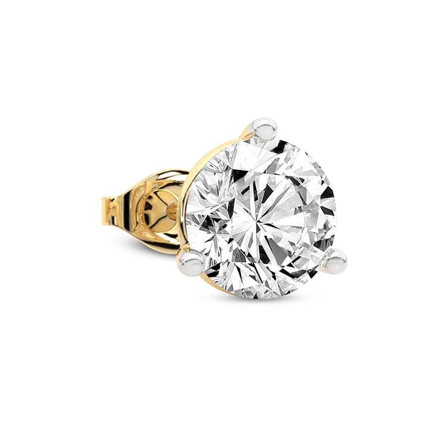 14kt Yellow Gold Three Prong Round Lab Diamond Single Stud Earring (1 Ct. Tw.) standing product image one