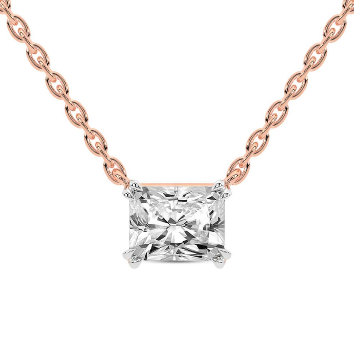 9ct Rose Gold Savannah Radiant Lab Diamond Solitaire Necklace (3 Ct. Tw.) front image