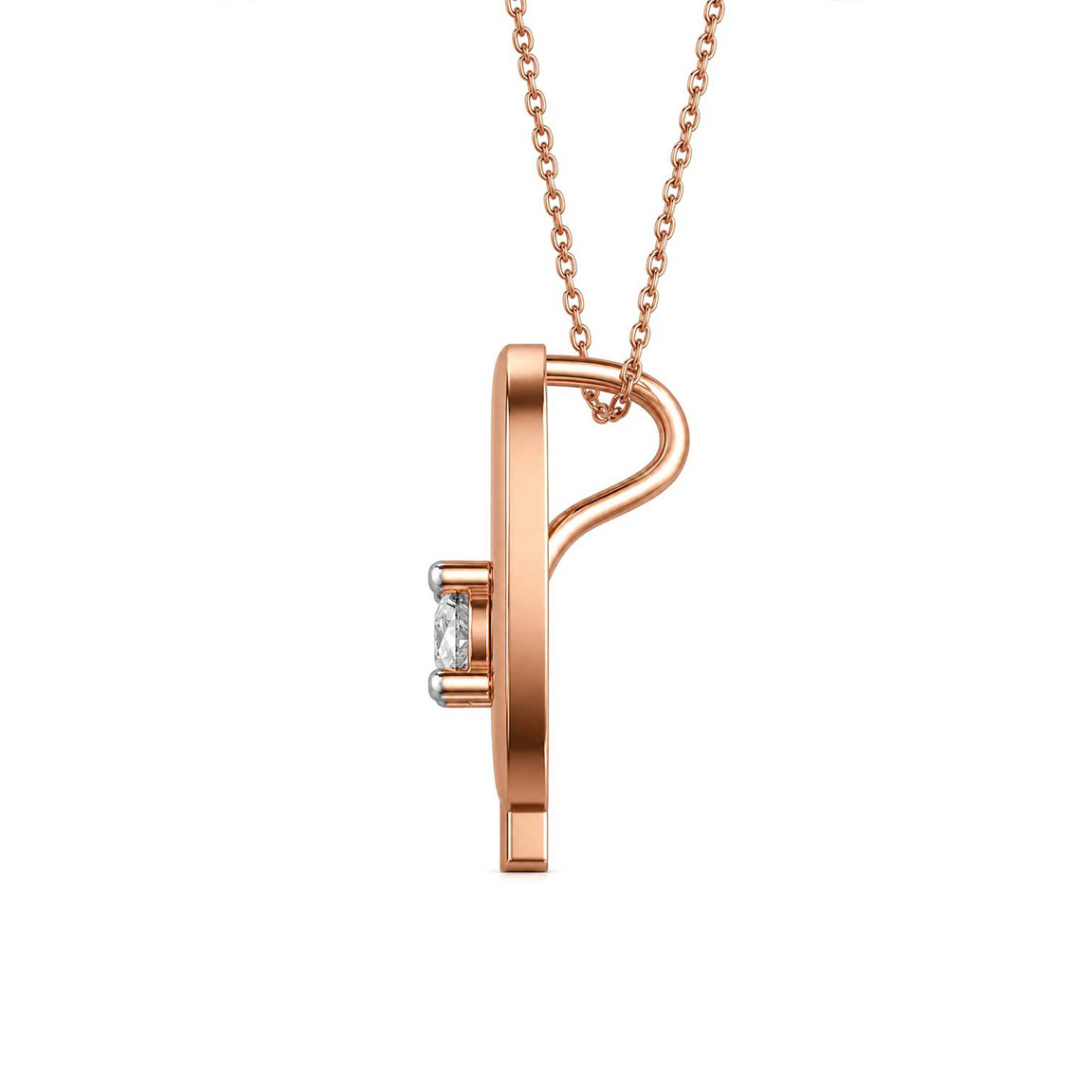 9ct Rose Gold Minimal Lab Diamond Initial G Necklace (1/5 Ct. Tw.) left