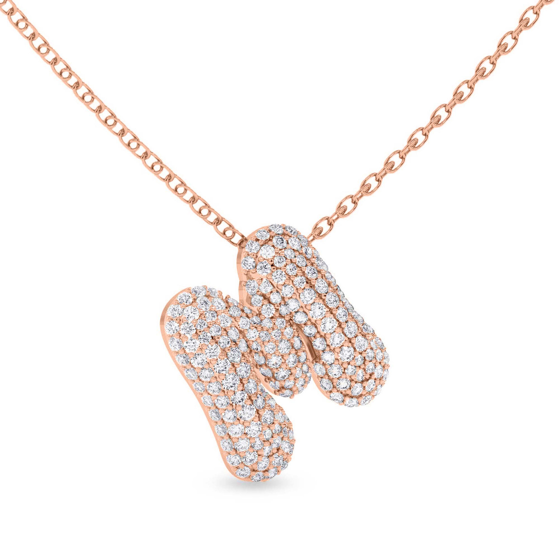 9ct Rose Gold Lab Diamond Initial M Necklace (1 Ct. Tw.) side right image one