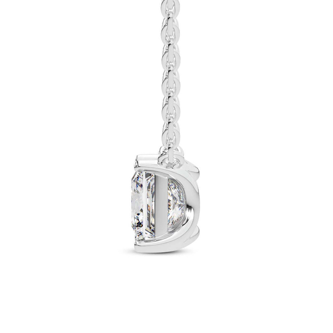 Platinum Zenobia Princess Lab Diamond Solitaire Necklace (3 Ct. Tw.) right