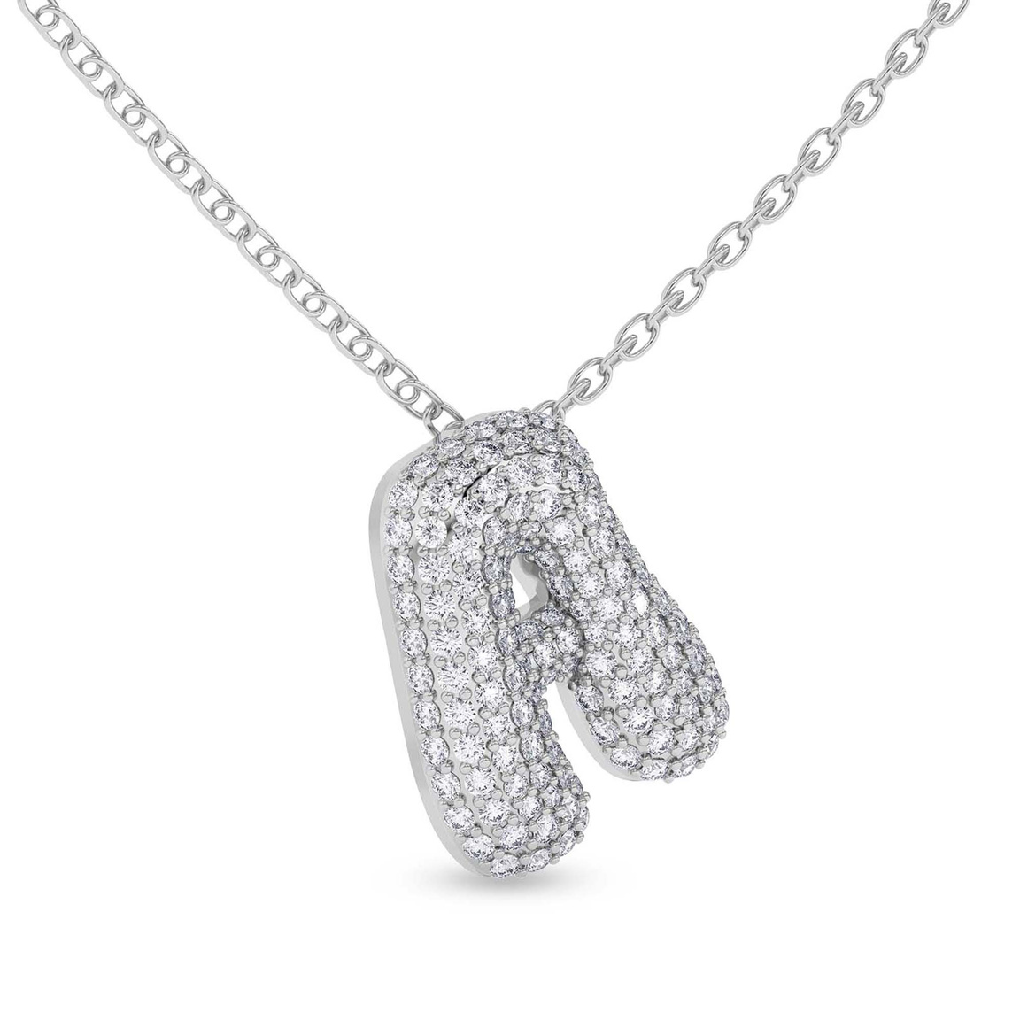 9ct White Gold Lab Diamond Initial A Necklace (1 Ct. Tw.) side right image one