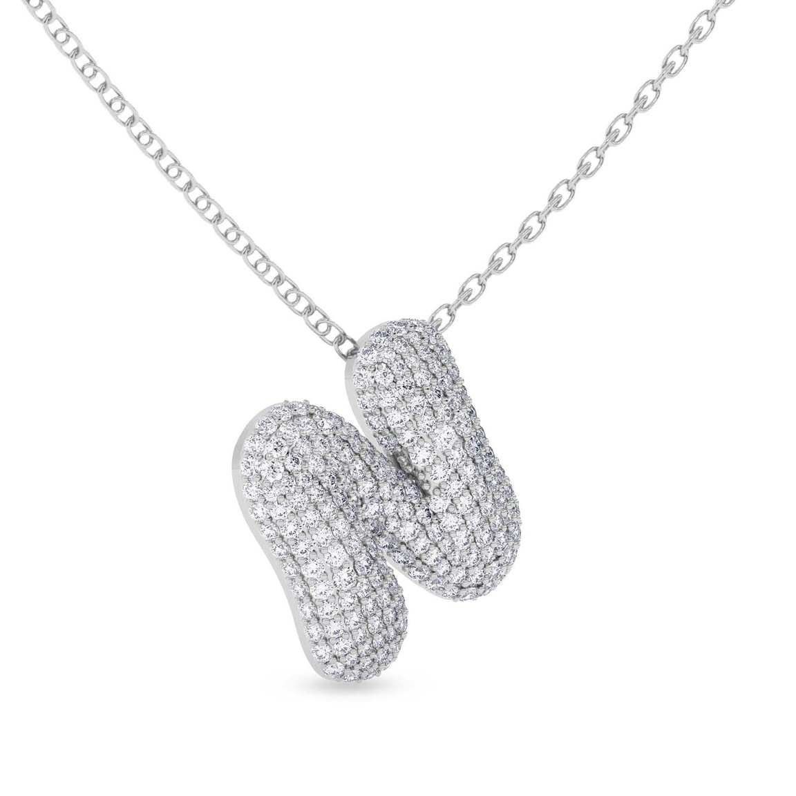 10kt White Gold Lab Diamond Initial N Necklace (1 Ct. Tw.) left