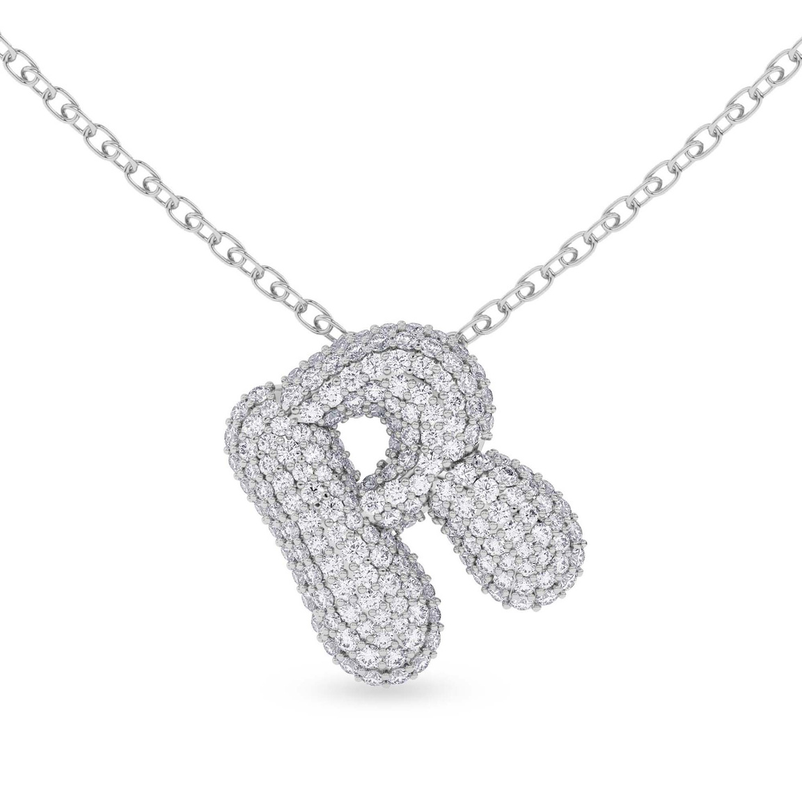 10kt White Gold Lab Diamond Initial R Necklace (1 Ct. Tw.) front image