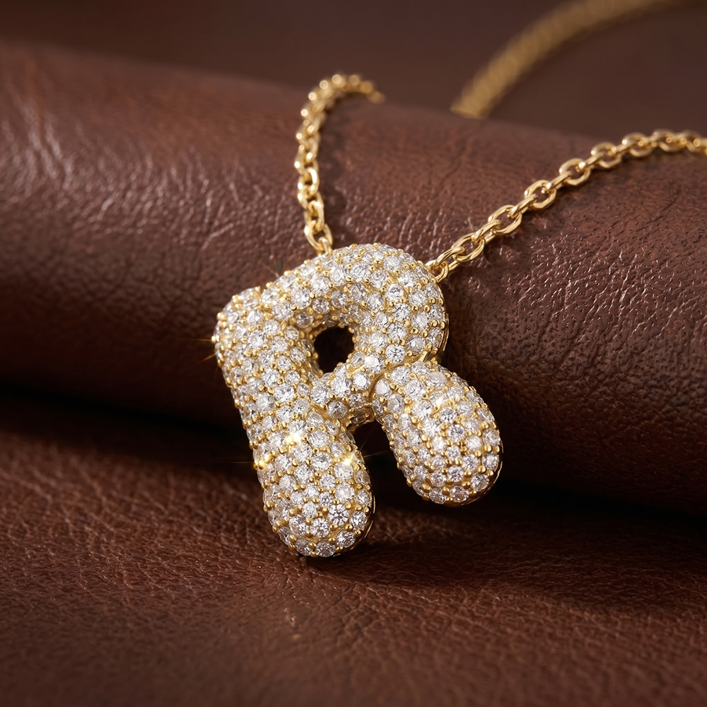 10kt White Gold Lab Diamond Initial R Necklace (1 Ct. Tw.) color product image one