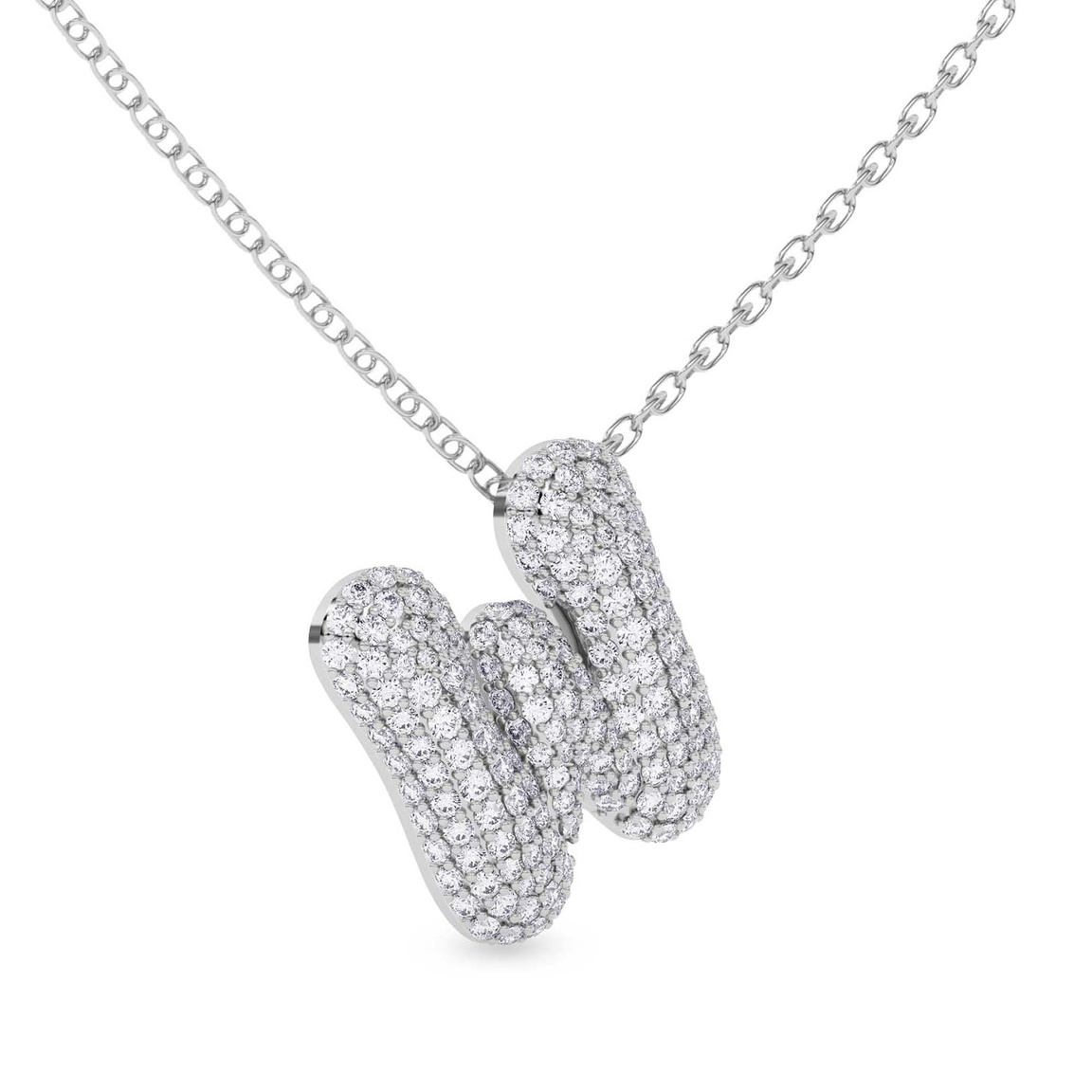 10kt White Gold Lab Diamond Initial W Necklace (1 Ct. Tw.) left