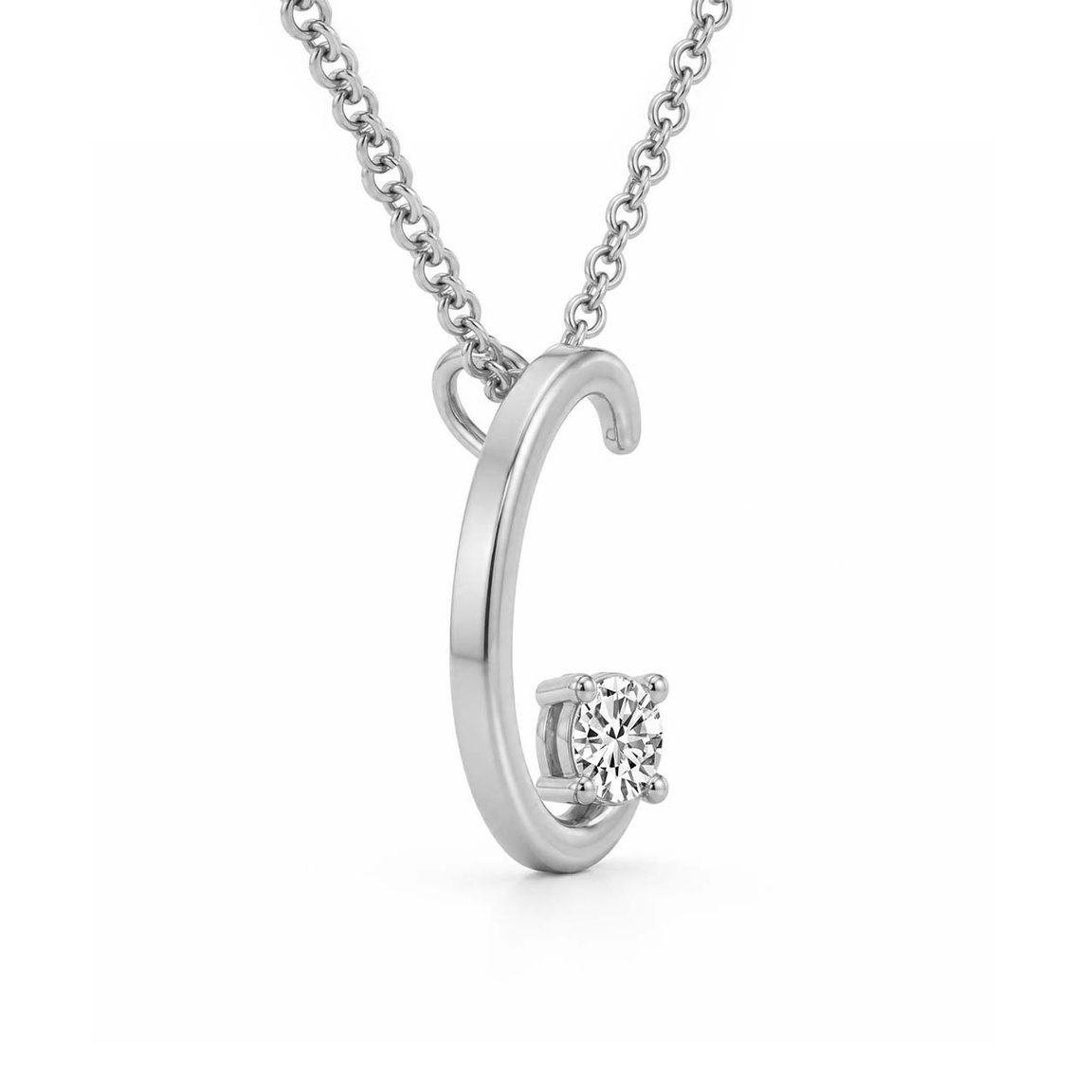 10kt White Gold Minimal Lab Diamond Initial C Necklace (1/5 Ct. Tw.) right