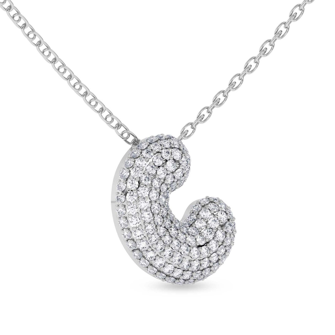 9ct White Gold Lab Diamond Initial C Necklace (1 Ct. Tw.) side right image one