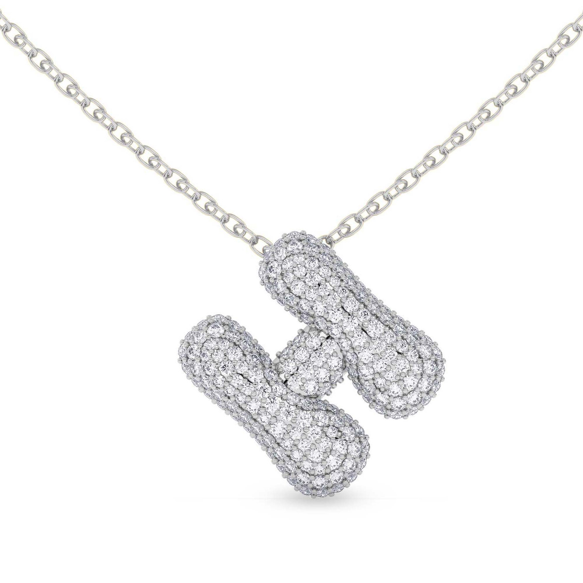 9ct White Gold Lab Diamond Initial H Necklace (1 Ct. Tw.) front image