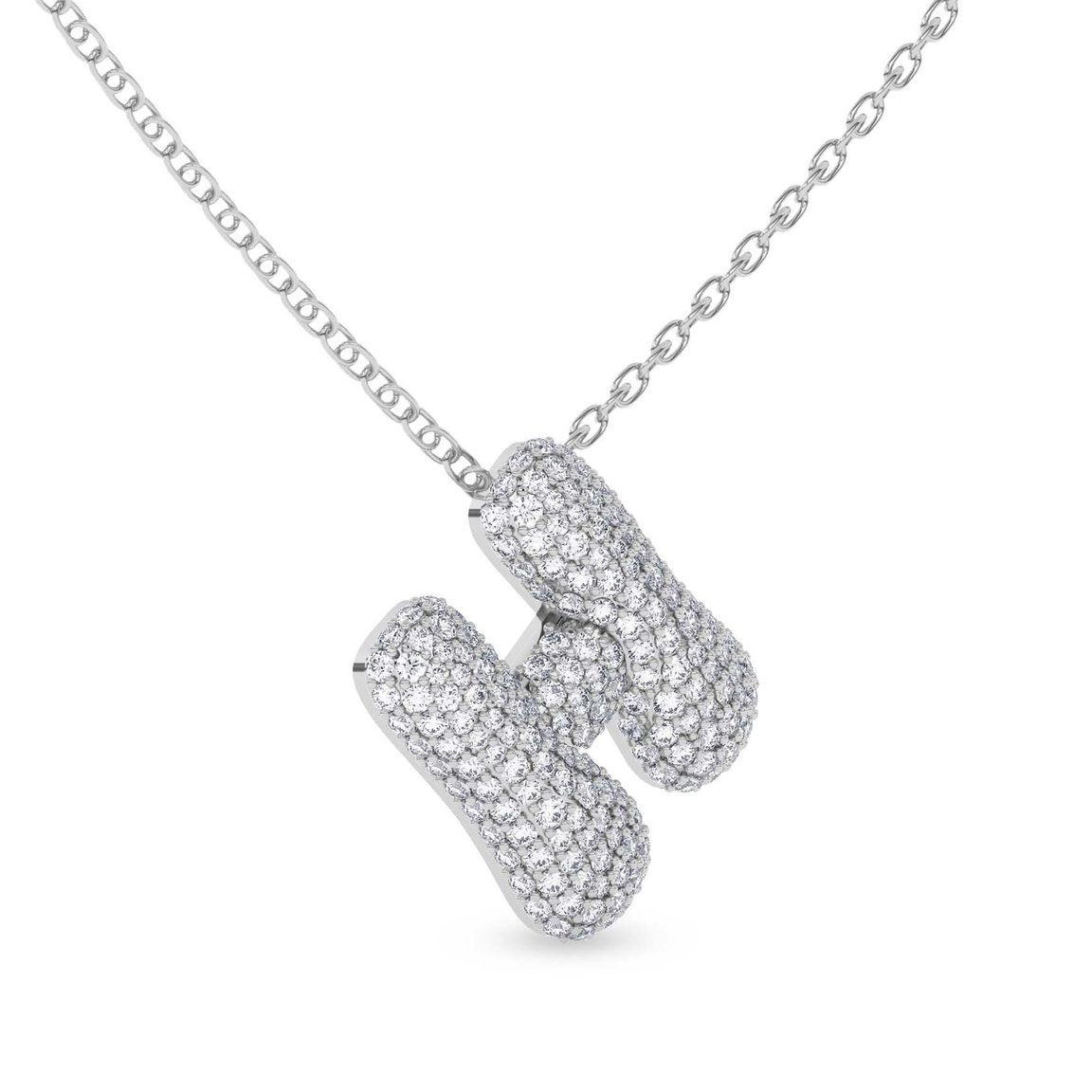 9ct White Gold Lab Diamond Initial H Necklace (1 Ct. Tw.) left