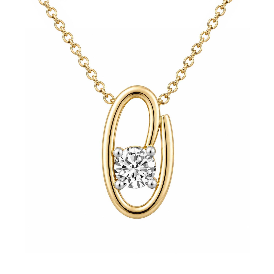 10kt Yellow Gold Minimal Lab Diamond Initial O Necklace (1/5 Ct. Tw.) front image