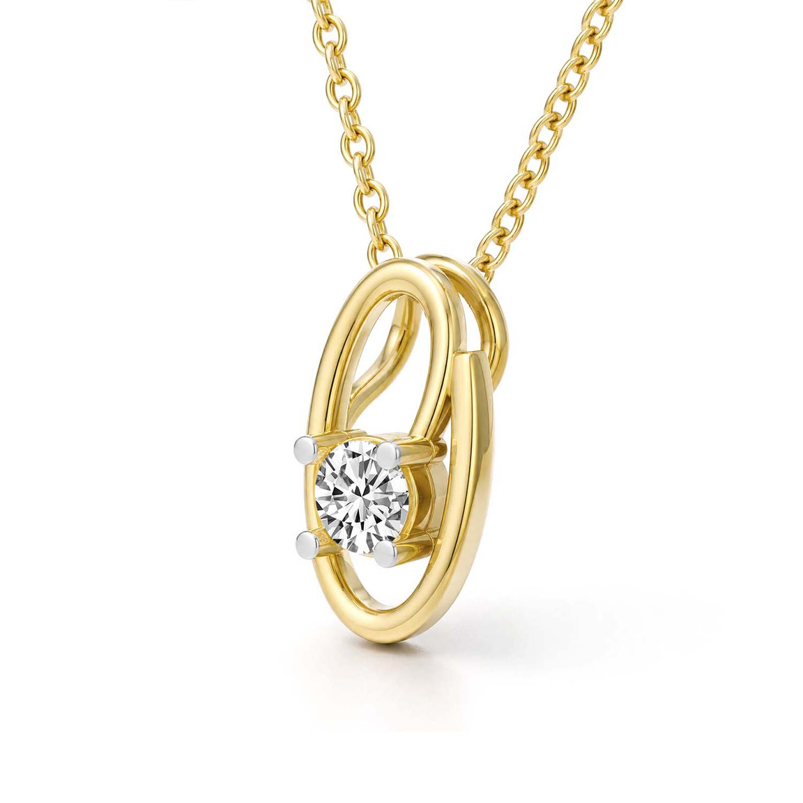 10kt Yellow Gold Minimal Lab Diamond Initial O Necklace (1/5 Ct. Tw.) right