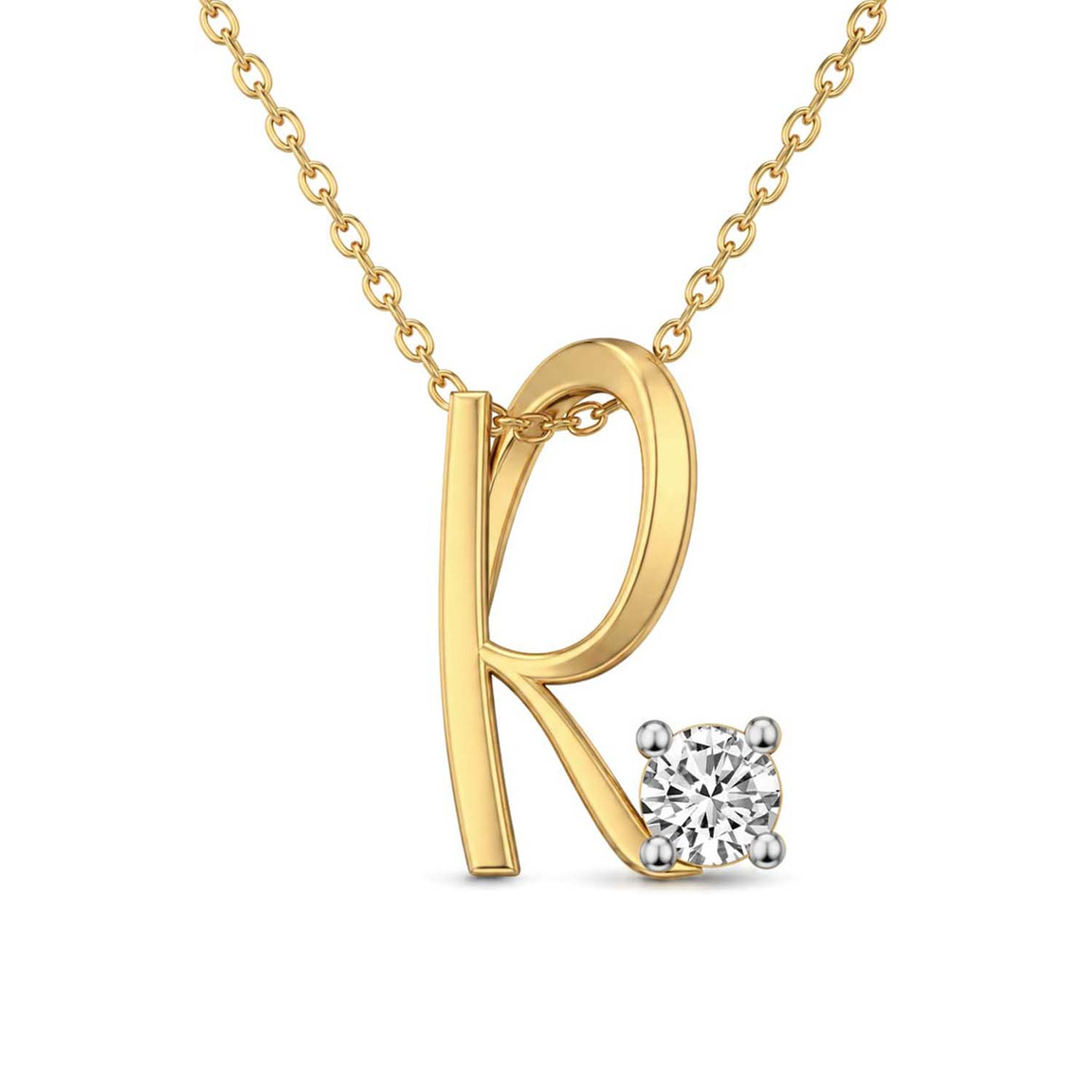 10kt Yellow Gold Minimal Lab Diamond Initial R Necklace (1/5 Ct. Tw.) front image