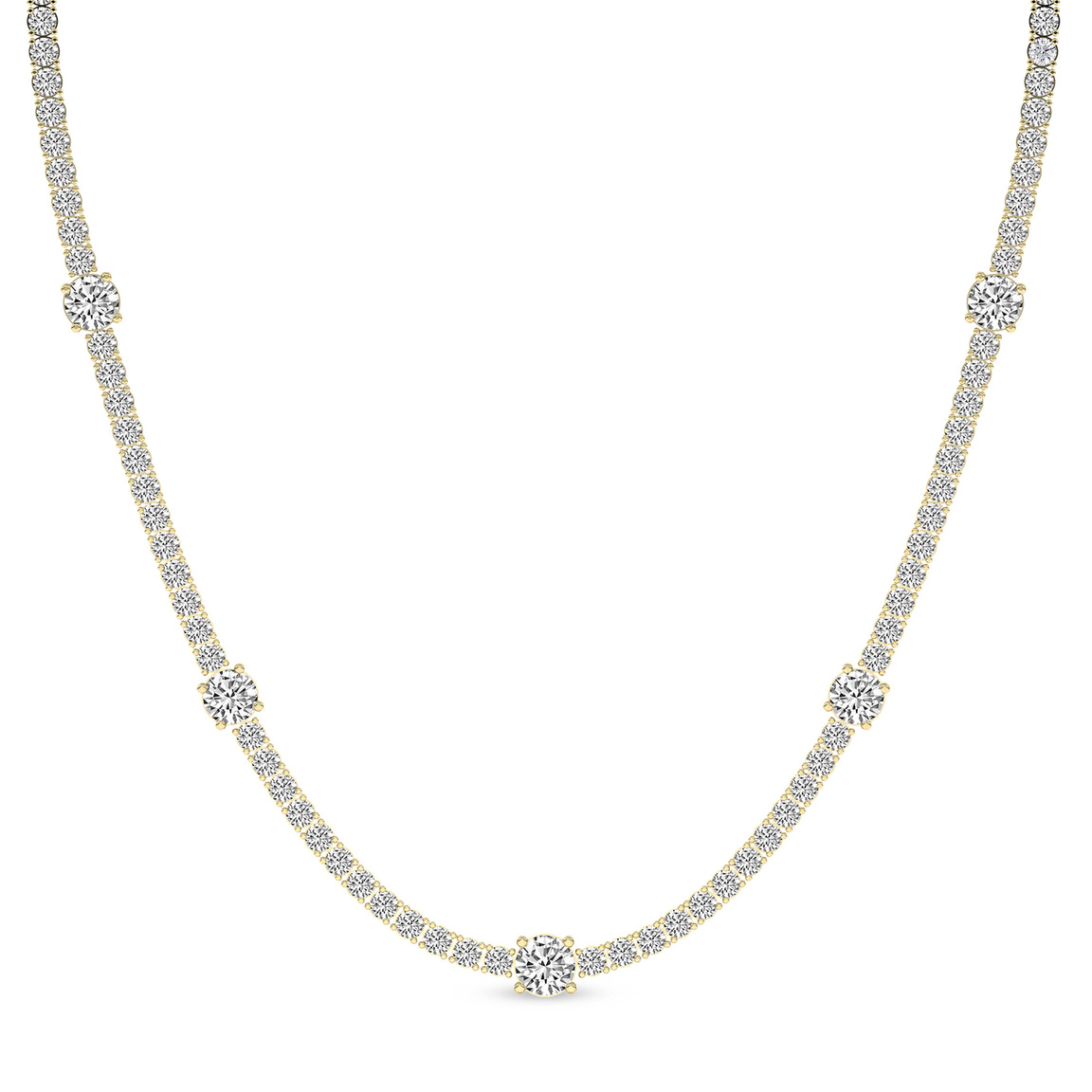 9ct Yellow Gold Solitaire Station Lab Diamond Tennis Necklace (7 Ct. Tw.) front image