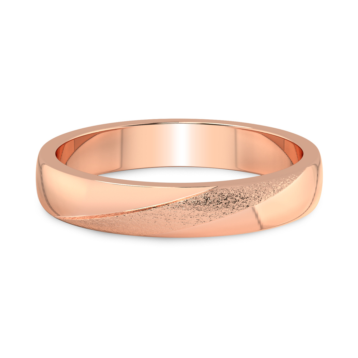 10ct Rose Gold Classic Contrast Men's Band front image
