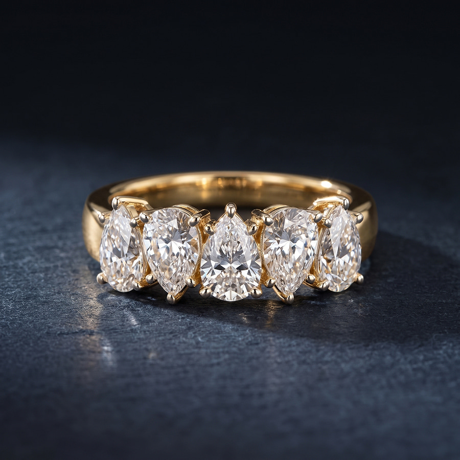 14kt Rose Gold Blakely Pear Lab Diamond Anniversary Band (3 Ct. Tw.) color product image one