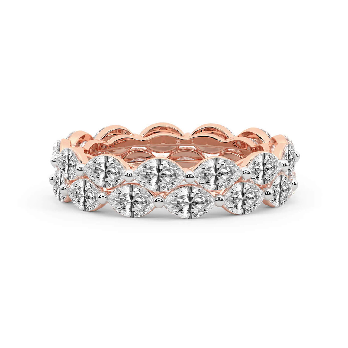 9ct Rose Gold Kira Marquise Double Row Lab Diamond Eternity Ring (2 Ct. Tw.) front image
